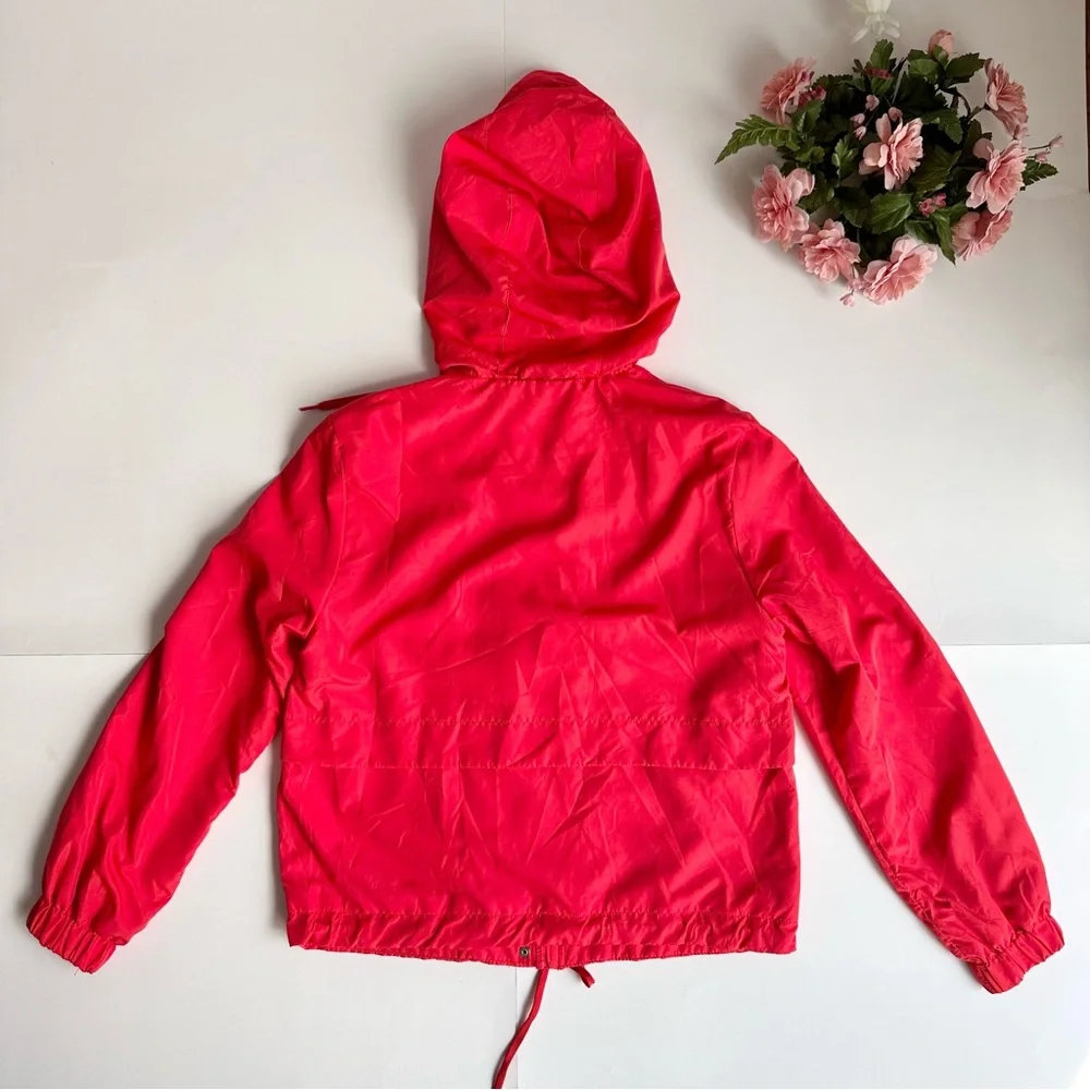H&M DIVIDED Bright Red Hooded Zip Up Windbreaker Jacket - Picture 13 of 15